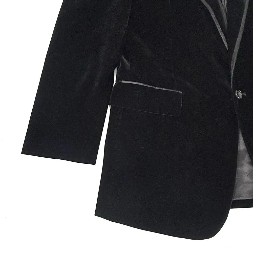 Vinci Black Velvet Satin Trim Men's M Sports Jacket Blazer Double Vent Italy